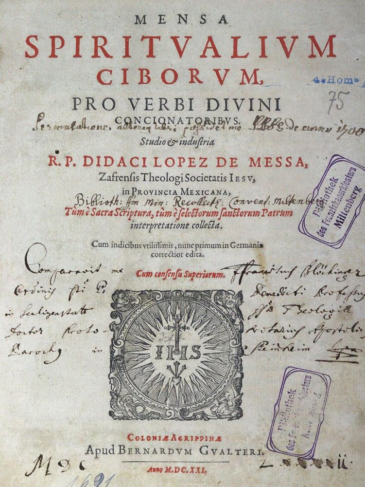 Große Abbildung Nr.1: 125-291 Lopez de Mesa,D.: (Alte Drucke, Handschriften und Theologie)