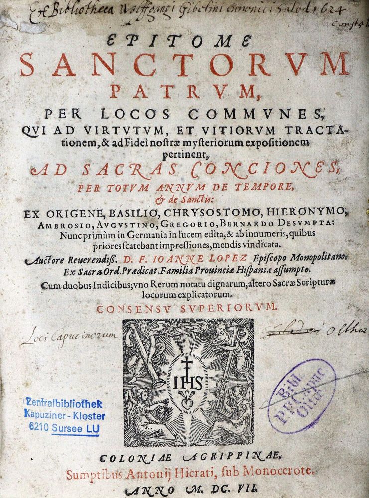 Große Abbildung Nr.1: 125-292 Lopez,J.: (Alte Drucke, Handschriften und Theologie)