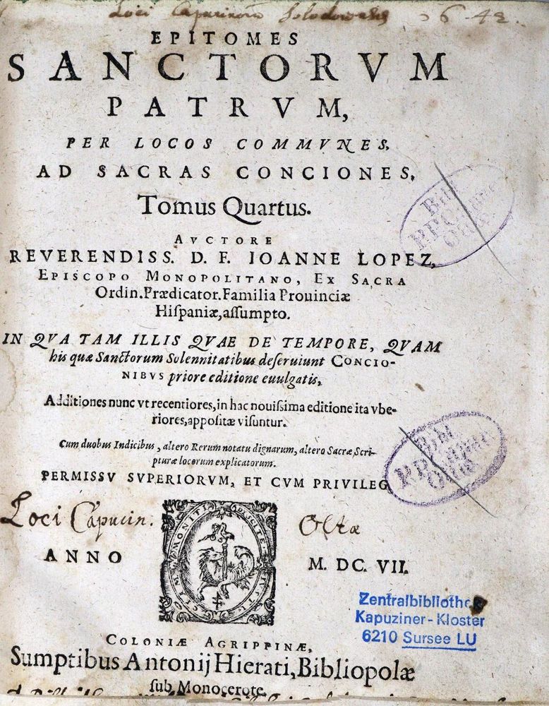 Große Abbildung Nr.2: 125-292 Lopez,J.: (Alte Drucke, Handschriften und Theologie)