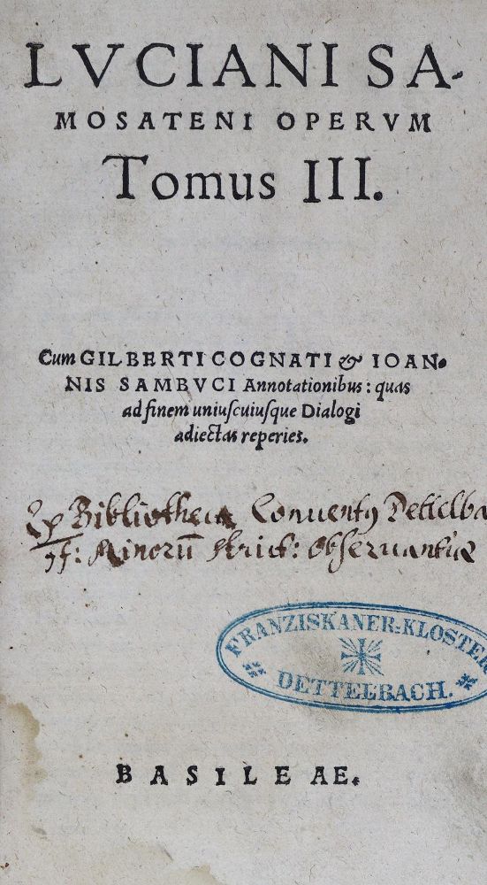 Große Abbildung Nr.1: 125-296 Lucianus Samosatensis.: (Alte Drucke, Handschriften und Theologie)