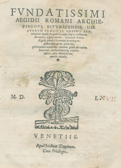 Große Abbildung Nr.1: 125-3 Aegidius Romanus.: (Alte Drucke, Handschriften und Theologie)