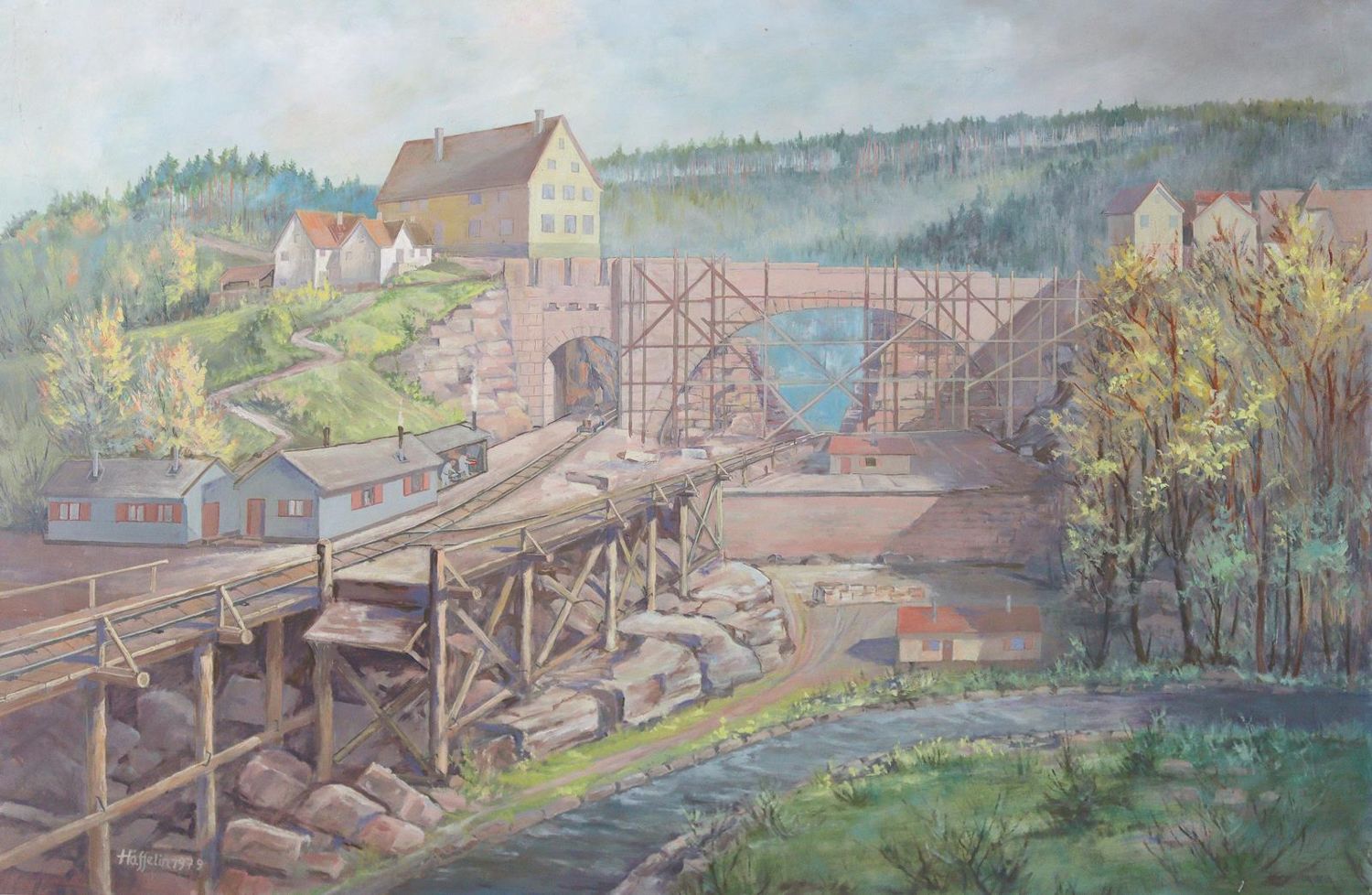 Große Abbildung Nr.1: 125-3224 Brückenbau.: (Deutschland, Pforzheim)