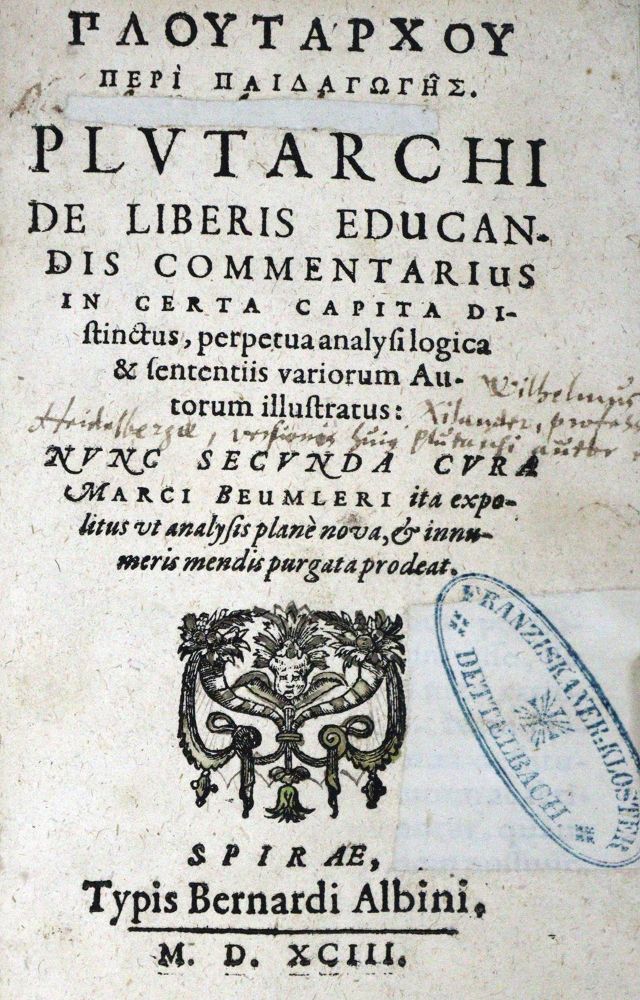 Große Abbildung Nr.1: 125-351 Plutarch.: (Alte Drucke, Handschriften und Theologie)