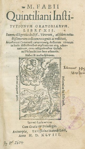 Große Abbildung Nr.1: 125-361 Quintilianus, Marcus Fabius.: (Alte Drucke, Handschriften und Theologie)