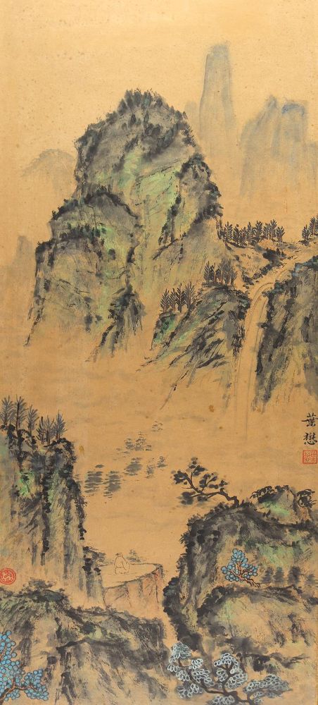 Große Abbildung Nr.2: 125-3723 Chinesische Seidenmalerei.: (Künstlergraphik, China)