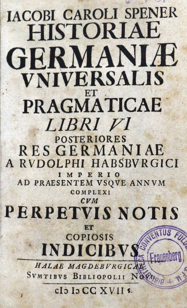 Große Abbildung Nr.1: 125-399 Spener,J.C.: (Alte Drucke, Handschriften und Theologie)
