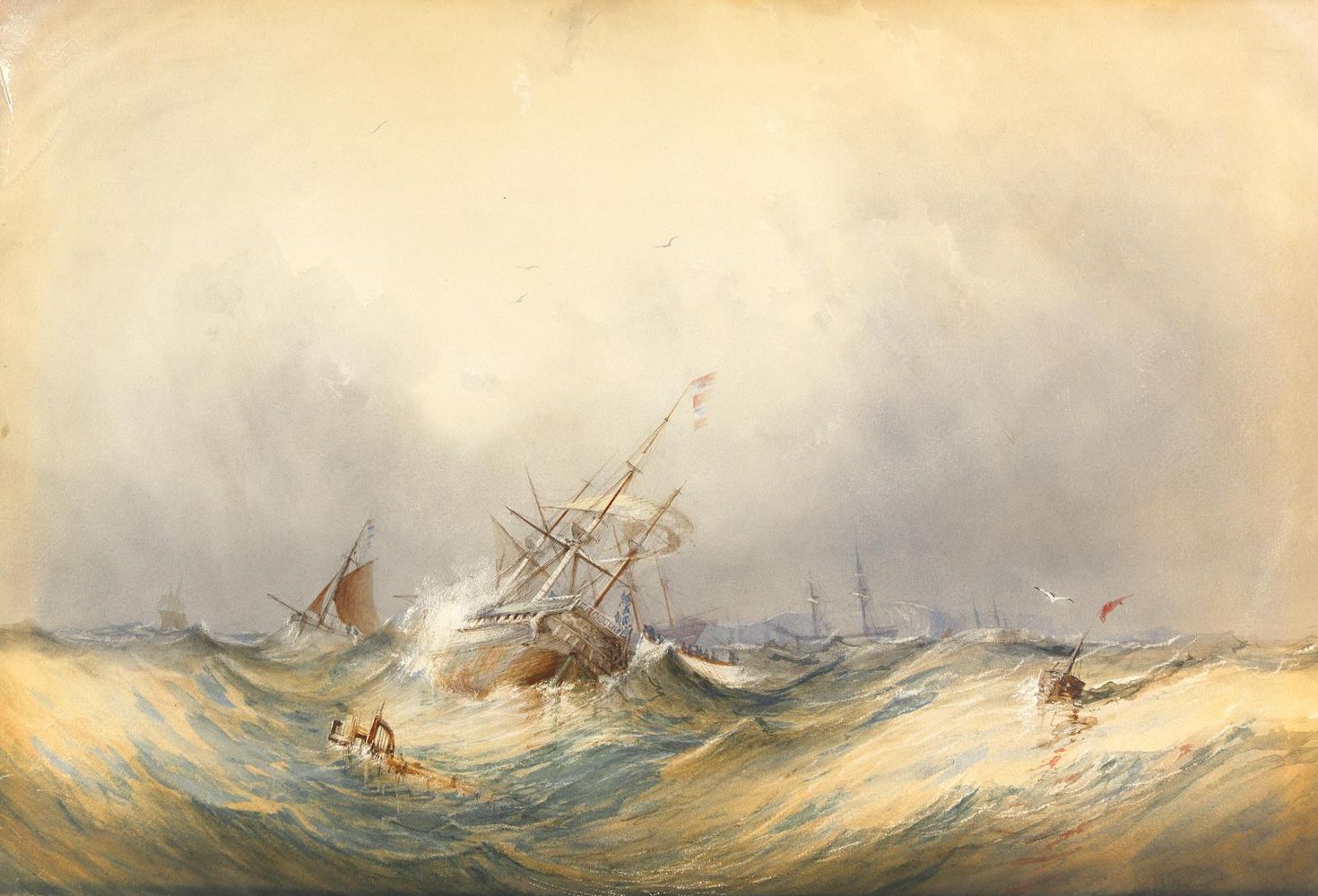 Große Abbildung Nr.1: 125-4085 Unbekannter Marinemaler: (Künstlergraphik, Marine)