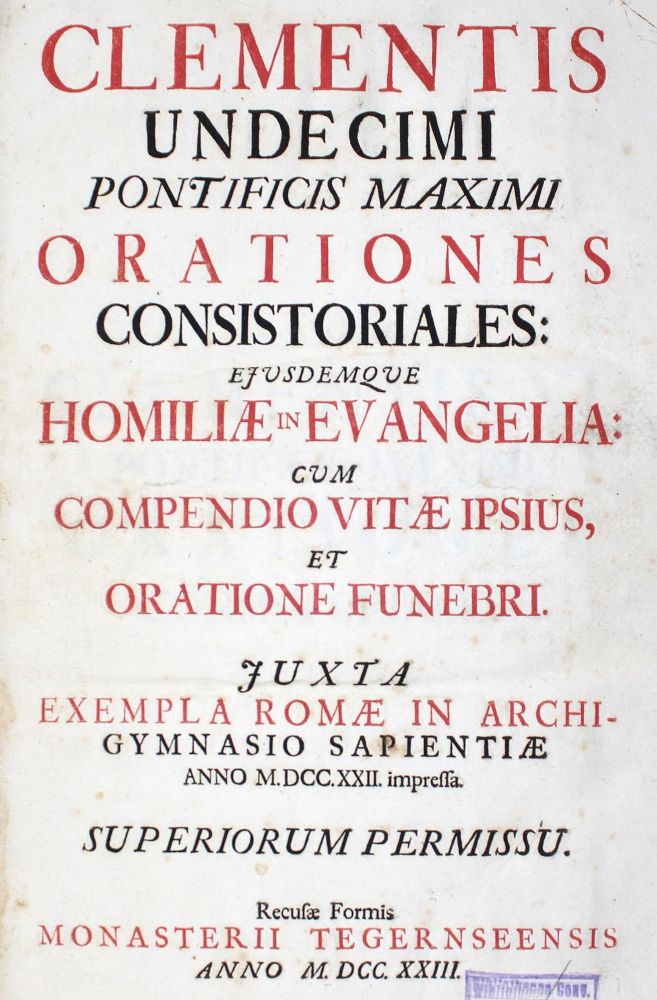 Große Abbildung Nr.1: 125-410 Clemens XI., Papst.: (Tegernsee)