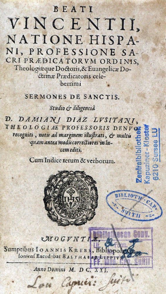 Große Abbildung Nr.5: 125-436 Vinzenz, Hl.: (Alte Drucke, Handschriften und Theologie)