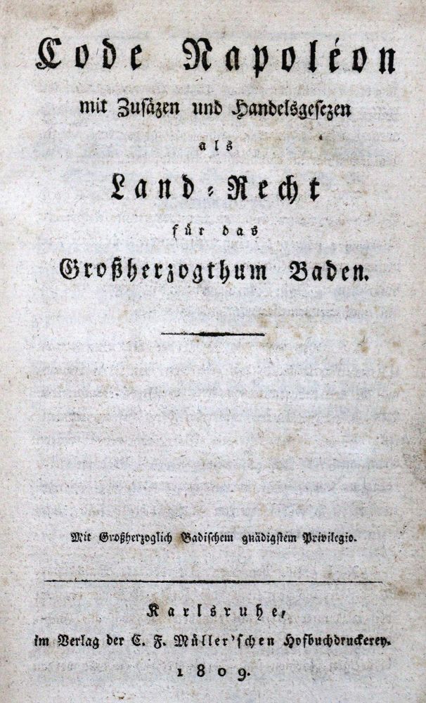Große Abbildung Nr.1: 125-499 Code Napoleon: (Juridica und Kriminologie, Baden)