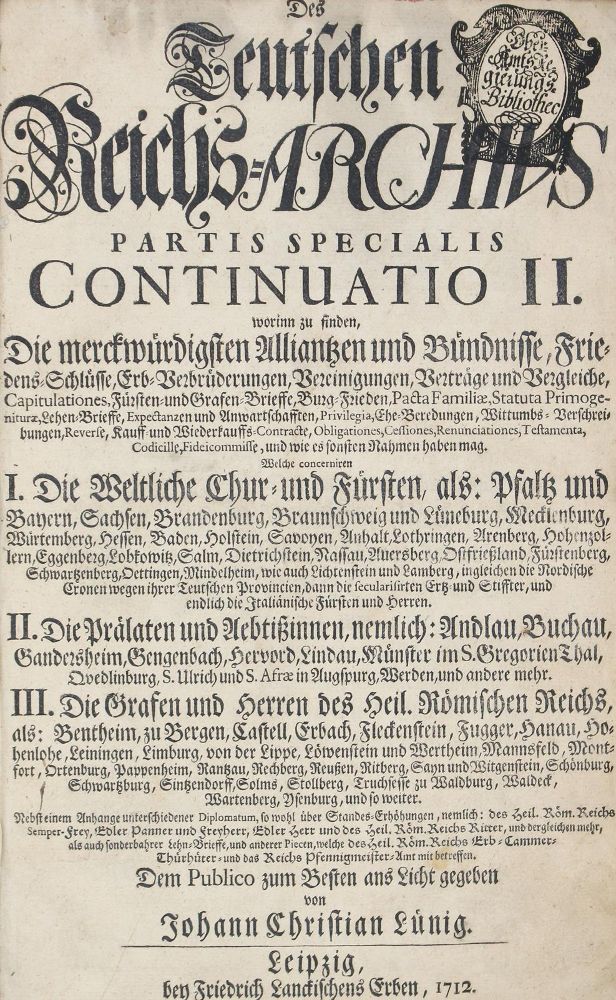 Große Abbildung Nr.1: 125-507 Lünig,J.C.: (Juridica und Kriminologie)