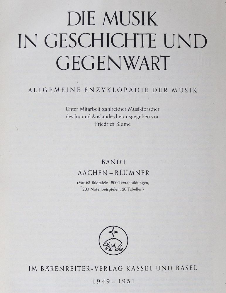 Große Abbildung Nr.1: 125-571 Blume,F. (Hrsg.).: (Musik)