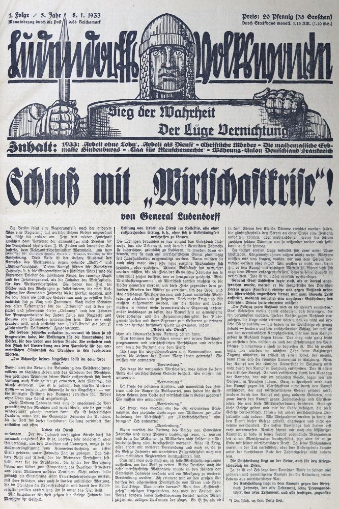 Große Abbildung Nr.1: 125-625 Ludendorffs Volkswarte.: (Zeitschriften und Zeitungen)