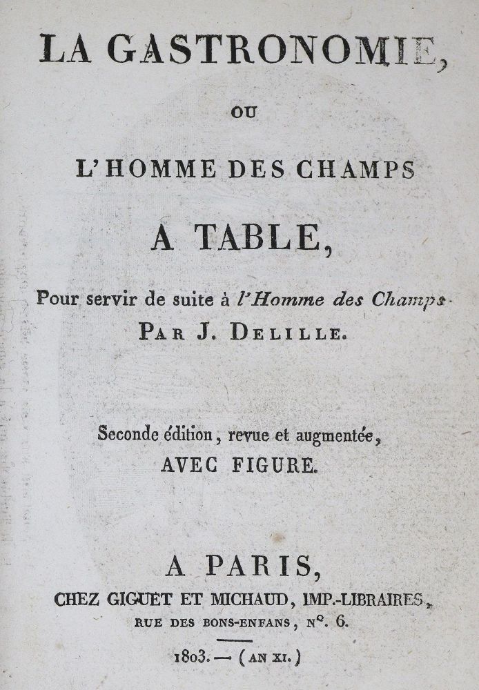 Große Abbildung Nr.2: 125-649 Delille,J.: (Küche und Haushalt, Gastrosophie)
