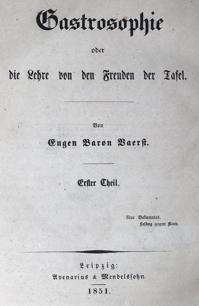 Große Abbildung Nr.1: 125-653 Vaerst,E.: (Küche und Haushalt, Gastrosophie)