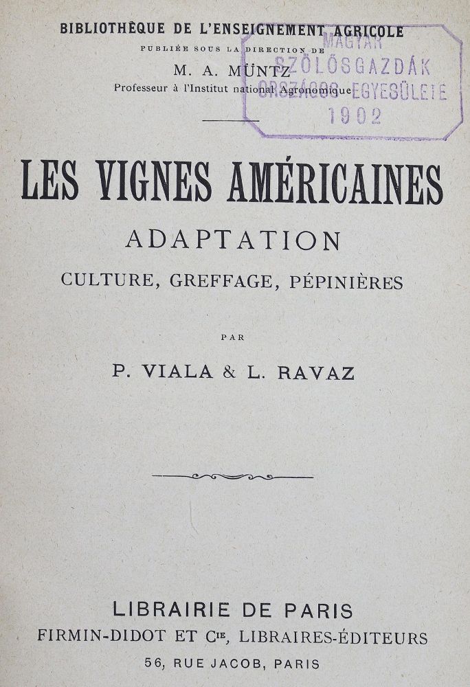 Große Abbildung Nr.1: 125-671 Viala,P. u. L.Ravaz.: (Küche und Haushalt, Getränke, Wein und Weinbau)