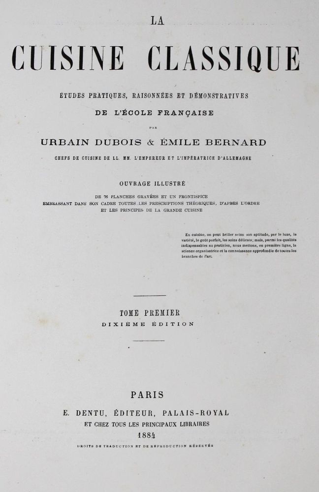 Große Abbildung Nr.2: 125-690 Dubois,U. u. E.Bernard.: (Küche und Haushalt, Kochbücher)