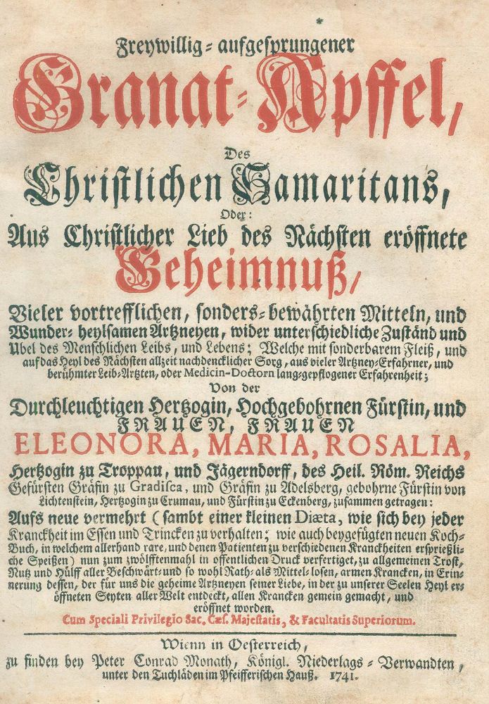 Große Abbildung Nr.2: 125-691 Eleonora Maria Rosalia, Herzogin von Troppau etc.: (Küche und Haushalt, Kochbücher)