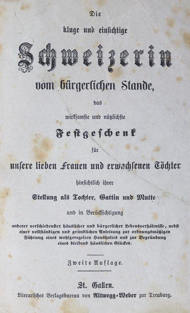 Große Abbildung Nr.1: 125-715 Kluge und einsichtige Schweizerin, Die,: (Küche und Haushalt, Kochbücher)