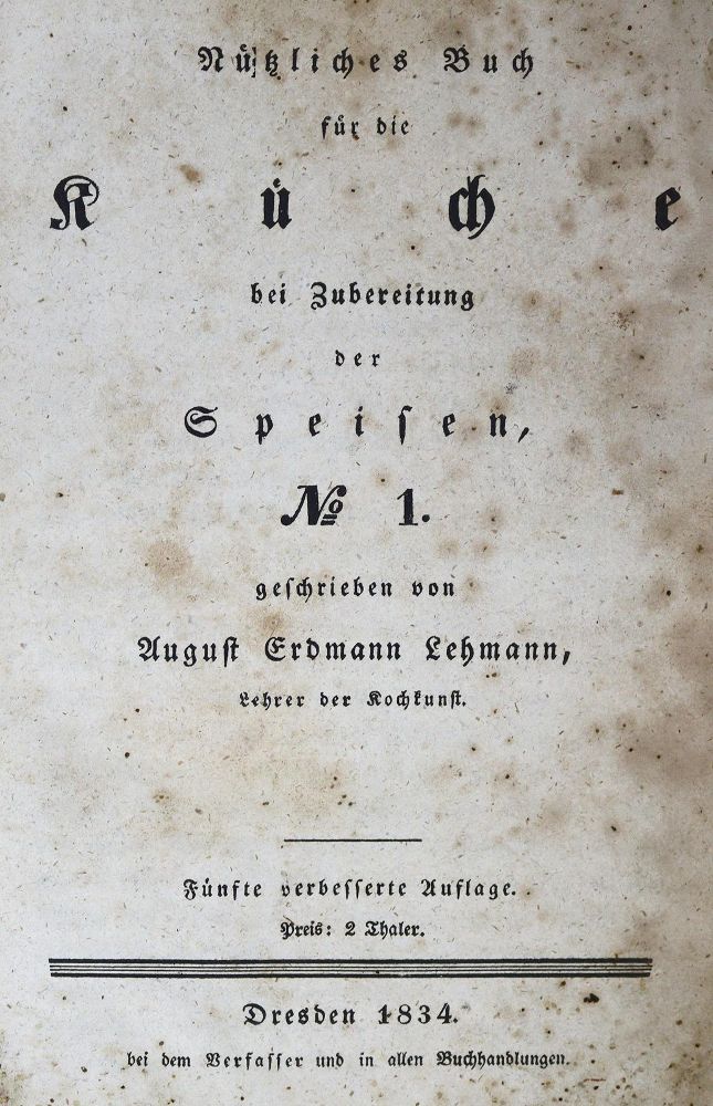 Große Abbildung Nr.1: 125-720 Lehmann,A.E.: (Küche und Haushalt, Kochbücher)