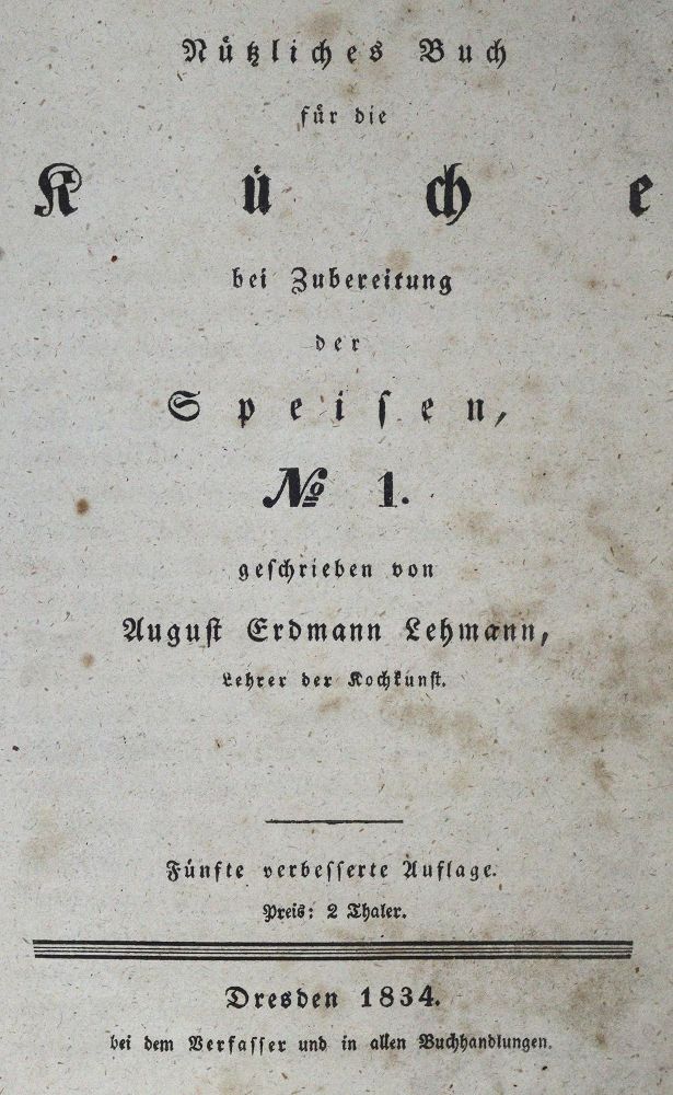 Große Abbildung Nr.1: 125-721 Lehmann,A.E.: (Küche und Haushalt, Kochbücher)
