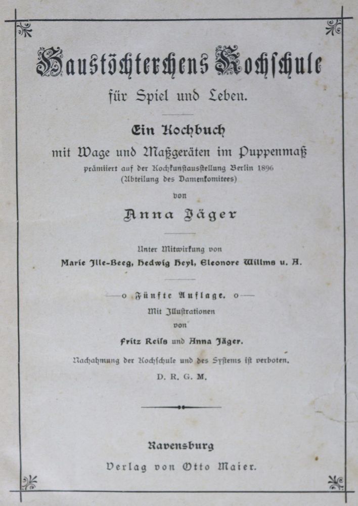 Große Abbildung Nr.1: 125-736 Jäger,A. (d.i. A.Bihan).: (Küche und Haushalt, Kochbücher, Puppenkochbücher)