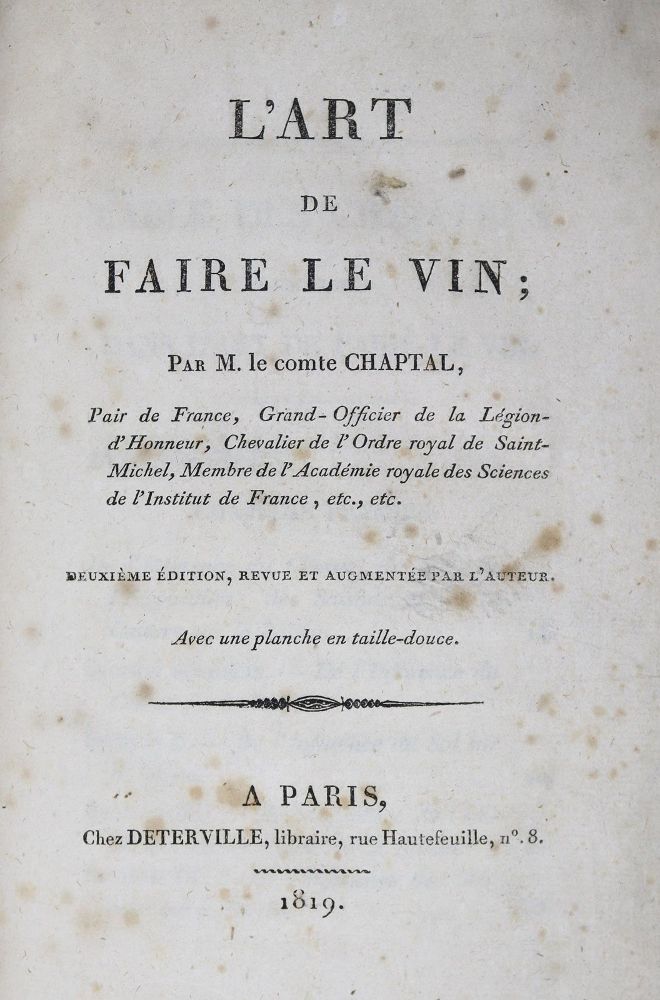 Große Abbildung Nr.2: 125-788 Chaptal (de Chanteloup,J.A.C.).: (Land- und Forstwirtschaft, Getränke, Wein und Weinbau)