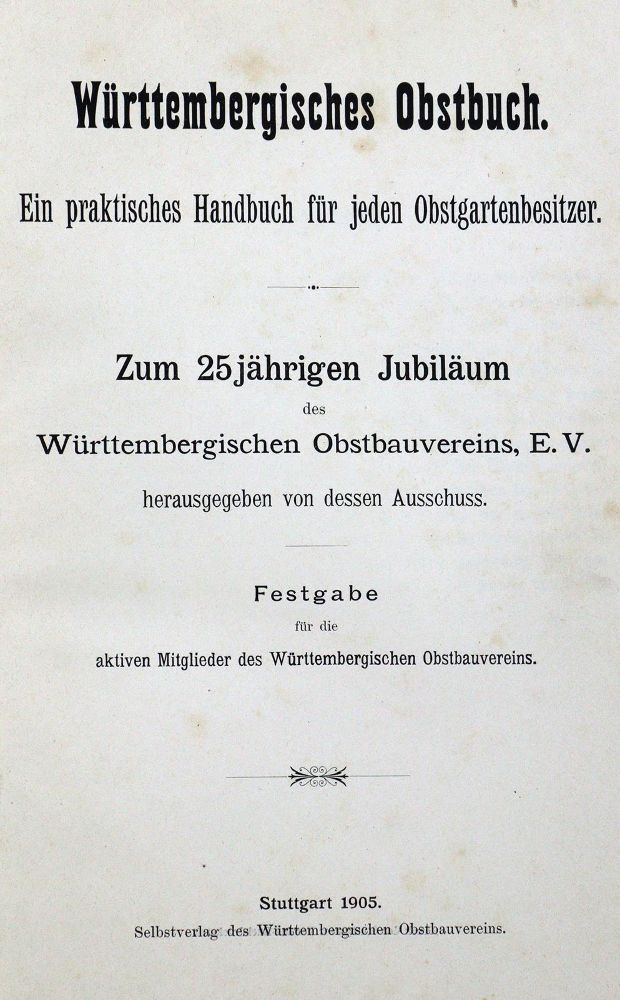Große Abbildung Nr.3: 125-797 Württembergisches Obstbuch.: (Land- und Forstwirtschaft, Obstbau)