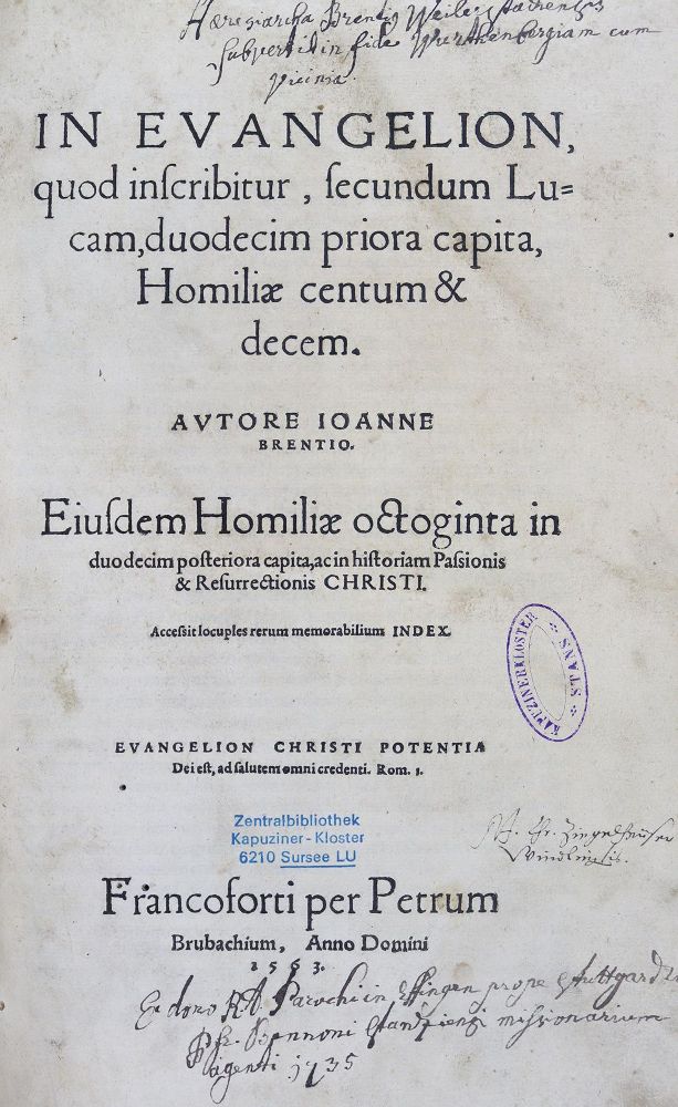 Große Abbildung Nr.1: 125-85 Brenz,J.: (Alte Drucke, Handschriften und Theologie)