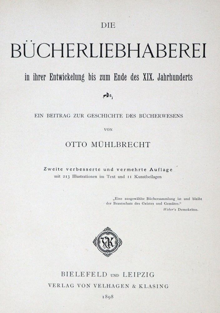 Große Abbildung Nr.2: 125-856 Mühlbrecht,O.: (Buchwesen)