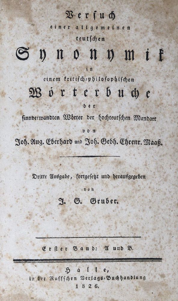 Große Abbildung Nr.2: 125-907 Eberhard,J.A. u. J.G.E.Maaß.: (Lexika - Wörterbücher - Sprachwissenschaften)