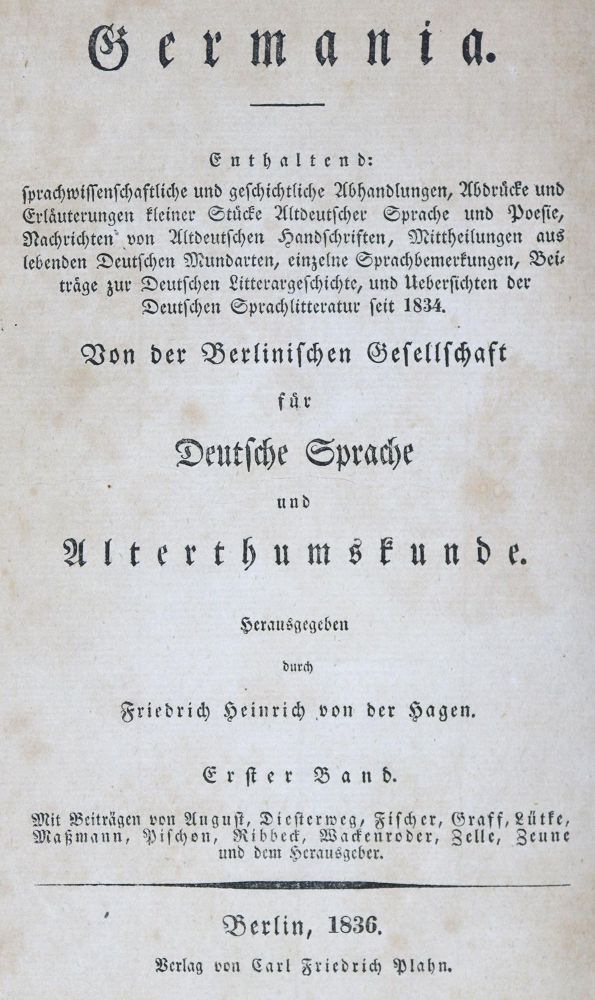 Große Abbildung Nr.1: 125-913 Hagen,F.H.v.d. (Hrsg.).: (Lexika - Wörterbücher - Sprachwissenschaften)