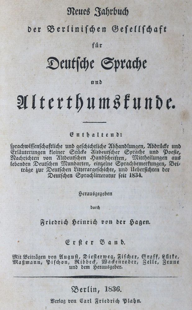 Große Abbildung Nr.2: 125-913 Hagen,F.H.v.d. (Hrsg.).: (Lexika - Wörterbücher - Sprachwissenschaften)