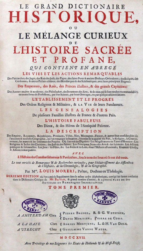 Große Abbildung Nr.2: 125-920 Moreri,L.: (Lexika - Wörterbücher - Sprachwissenschaften)