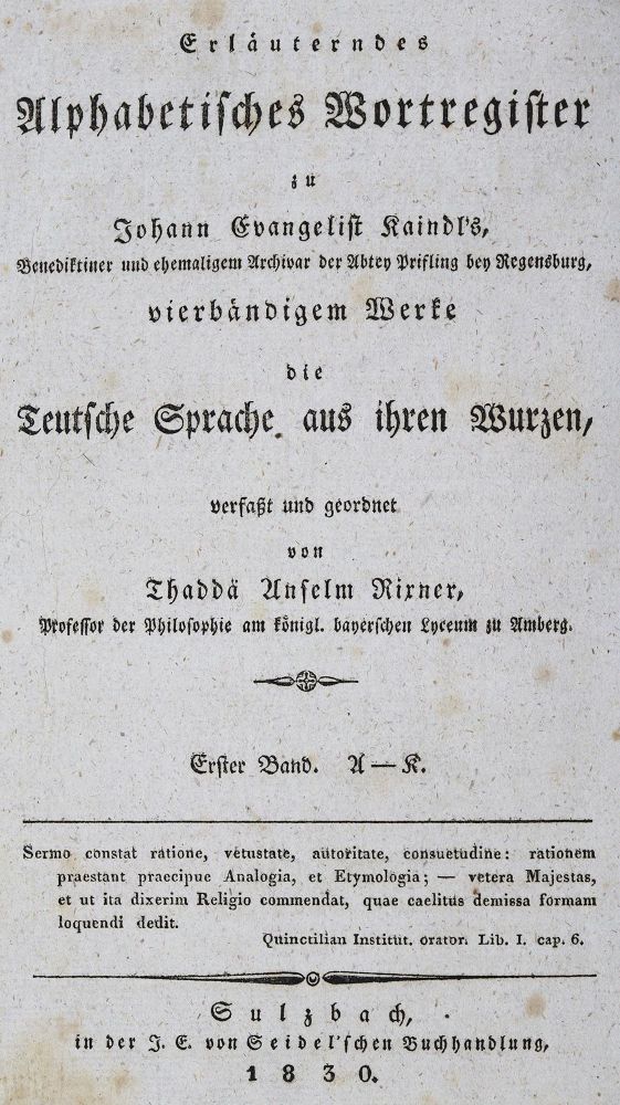 Große Abbildung Nr.1: 125-922 Rixner,T.A.: (Lexika - Wörterbücher - Sprachwissenschaften)