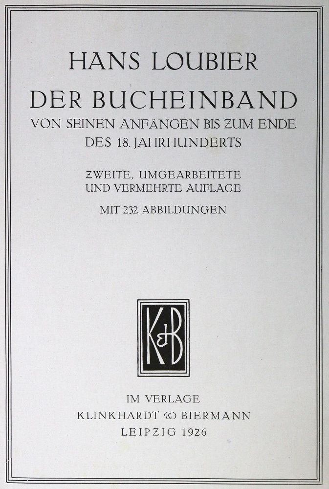 Große Abbildung Nr.1: 125-927 Loubier,H.: (Bibliographie und Buchwesen)