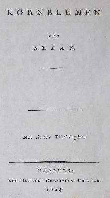 Bild Nr.1: 125-1036 Alban (d.i. K.H.G.v.Meusebach).: (Literatur und illustrierte Bücher bis 19.Jahrhundert)