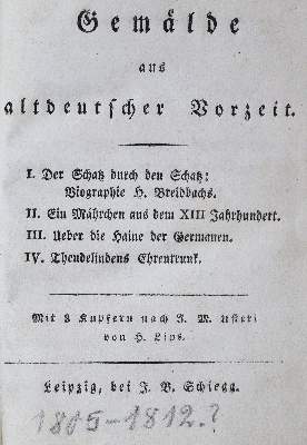 Bild Nr.1: 125-1043 Gemälde aus altdeutscher Vorzeit.: (Almanache)