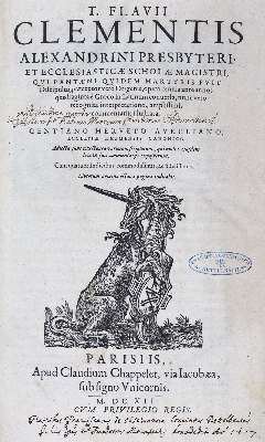 Bild Nr.1: 125-112 Clemens Alexandrinus.: (Alte Drucke, Handschriften und Theologie)