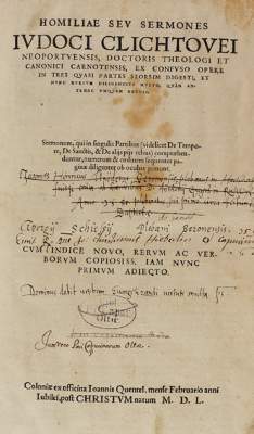 Bild Nr.1: 125-113 Clichtoveus,J.: (Alte Drucke, Handschriften und Theologie)