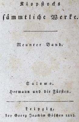 Bild Nr.1: 125-1136 Klopstock,(F.G.).: (Literatur und illustrierte Bücher bis 19.Jahrhundert)