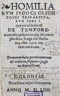Bild Nr.1: 125-114 Clichtoveus,J.: (Alte Drucke, Handschriften und Theologie)