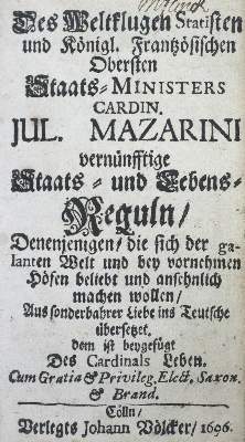 Bild Nr.2: 125-1155 Mazarin,J.: (Literatur und illustrierte Bücher bis 19.Jahrhundert)