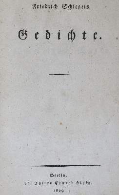 Bild Nr.1: 125-1187 Schlegel,F.: (Literatur und illustrierte Bücher bis 19.Jahrhundert)