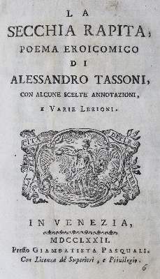 Bild Nr.1: 125-1200 Tassoni,A.: (Literatur und illustrierte Bücher bis 19.Jahrhundert)