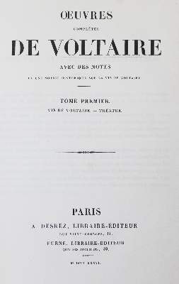Bild Nr.1: 125-1223 Voltaire,(F.M.A.de).: (Literatur und illustrierte Bücher bis 19.Jahrhundert)