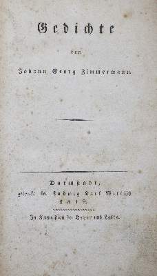 Bild Nr.1: 125-1234 Zimmermann,J.G.: (Literatur und illustrierte Bücher bis 19.Jahrhundert)