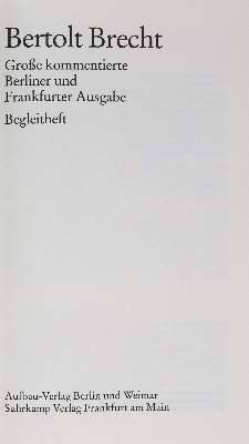 Bild Nr.1: 125-1257 Brecht,B.: (Literatur und illustrierte Bücher 20.Jahrhundert - Alte Literatur in modernen Ausgaben)