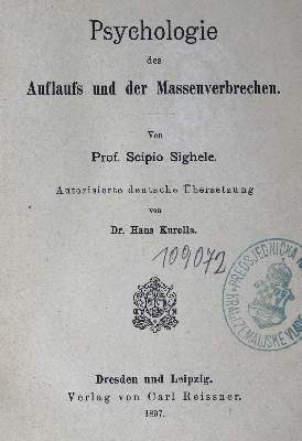 Bild Nr.1: 125-1603 Sighele,S.: (Medizin, Psychologie)
