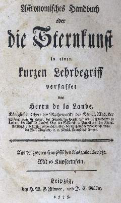 Bild Nr.1: 125-1673 Lalande,(J.J.)de.: (Verschiedene Gebiete - Varia, Astronomie)